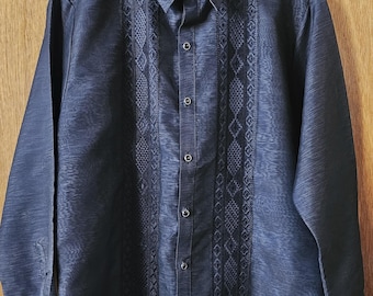 Barong Tagalog Black Gray Jusilyn, Fully Open