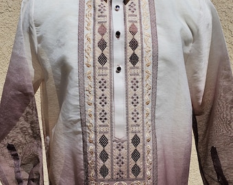 Mauve Jusilyn Barong Long Sleeve Polo