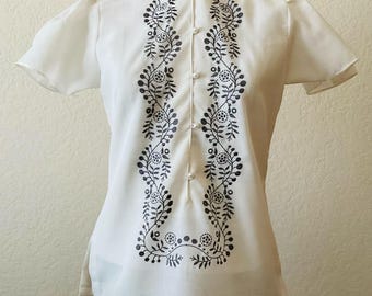 FILIPINA BARONG BLOUSE-Chinese Collar-Japan Jusi