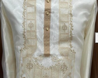 Traditional Barong Tagalog - Chinese Collar Small