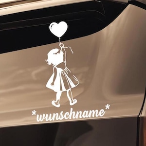 車のステッカー リアウィンドウバンパー ハートバルーンを持った女の子 車のステッカー