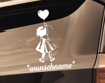 Car Sticker Rear Window Bumper Girl with Heart Balloon Car Sticker