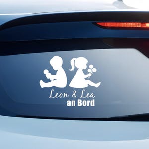 Auto sticker, achterruit bumper meisje en jongen auto sticker elegant en mooi