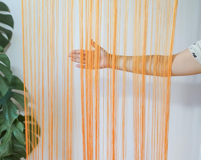 Thread String Curtain | Orange Shade Room Divider Curtain | Rust String ...