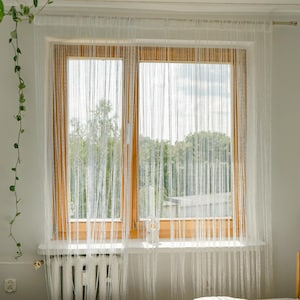 White String Curtain | Doorway curtain | Thread curtain |  Room divider | Wedding decor