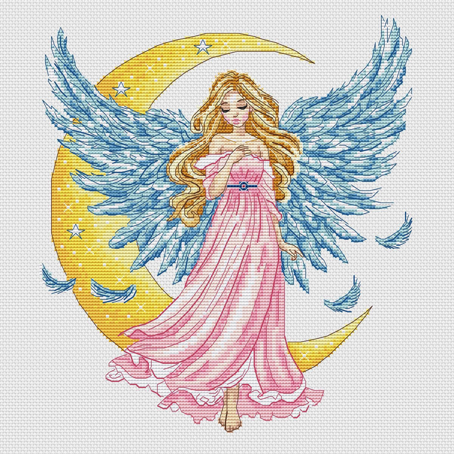 Holy Angel Pattern Heavenly Angel Cross Stitch Pattern Guardian Angel Embroidery Design ...
