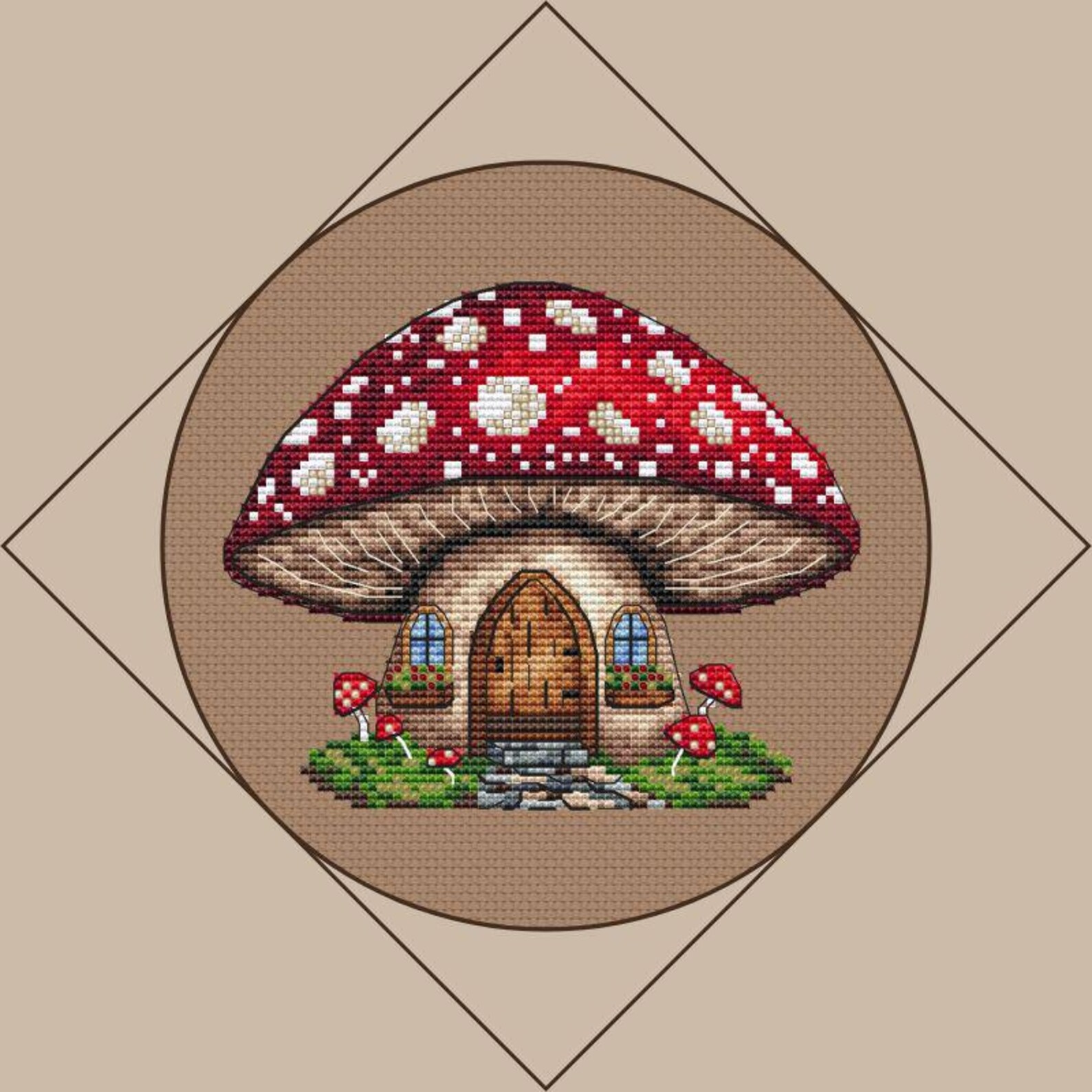 Libby Organic Linen Cotton Short Mushroom Crossstich