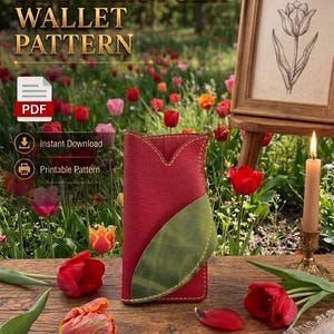 Portemonnaie aus Leder, Tulpenmuster