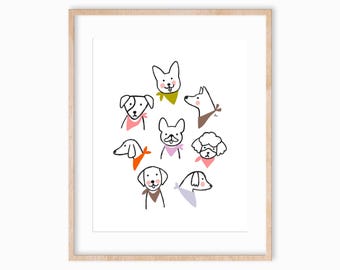 Hand-Drawn Dog Art Print 8x10, Dog Mom Gift, Dog Portrait, Minimalist Dog Art, Aesthetic Dog Art, Neutral Dog Art Print, Minimalist Dog Art