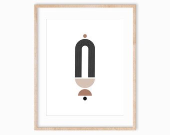 Minimalist Organic Shapes Wall Art 8x10, Abstract Wall Art, Mid-Century Style, Earth Tones Neutral Art Print, Modern Decor, Neutral Colors