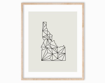 Hand-Drawn Idaho Art Print 8x10, Idaho Wall Art, Neutral Idaho Art, Boho Aesthetic, Neutral Earth Tones, Idaho State Art Print, Idahome