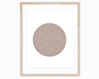 Celestial Night Sky Constellation Art Print 8x10, Star Map Art Print, Space Art, Astronomy Art Print, Night Sky, Neutral Boy Girl Decor