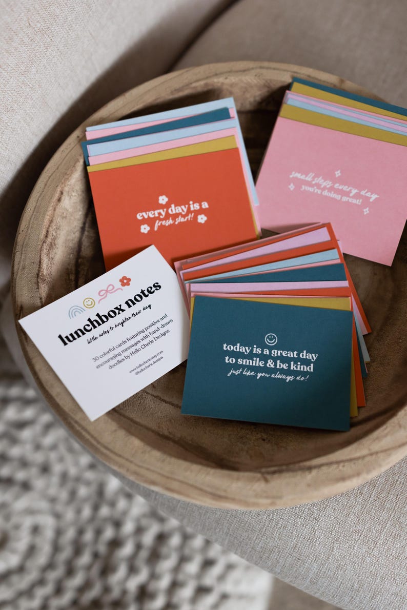 Colorful Lunchbox Notes: Encouraging Affirmation Card Set for Kids, School Lunch Notes, Positive Lunchbox Notes, Affirmations for Kids image 2