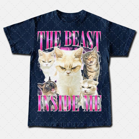 Vintage 90s the Beast Inside Me Tee, Cat Funny T-shirt, Graphic