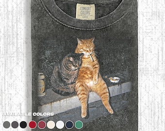 Comfort Colors® Drunk Cat Shirt | Funny Animal Meme Tee | Cat Shirt | Unisex Graphic T Shirt Cat Photo T-Shirt | Unisex Tee