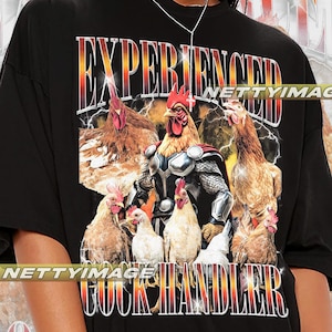 Camiseta vintage de los años 90 con experiencia en manejo de pollas, camiseta divertida con pollo, camiseta gráfica, camiseta con meme