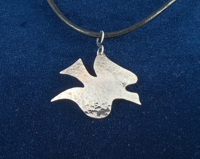 Large Sterling Silver Dove Pendant Etsy