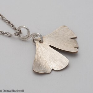 Sterling Silver Ginkgo Leaf Pendant - Small - Deep Notch