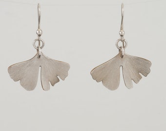 Sterling Silver Ginkgo Earrings - Deep Notch