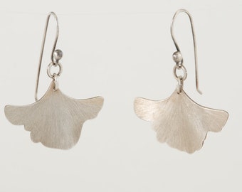 Sterling Silver Ginkgo Leaf Earrings - Sophisticated