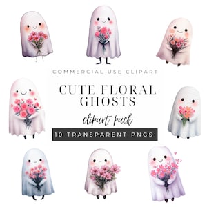 Halloween Clipart Bundle, Cute Spooky PNG, Digital Download for Commercial Use, Cute Halloween, Adorable Ghost Illustrations for Kids