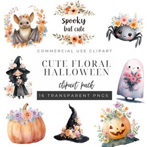 Halloween Clipart Bundle, Cute Spooky PNG, Digital Download for Commercial Use, Ghosts, Pumpkins, and More!