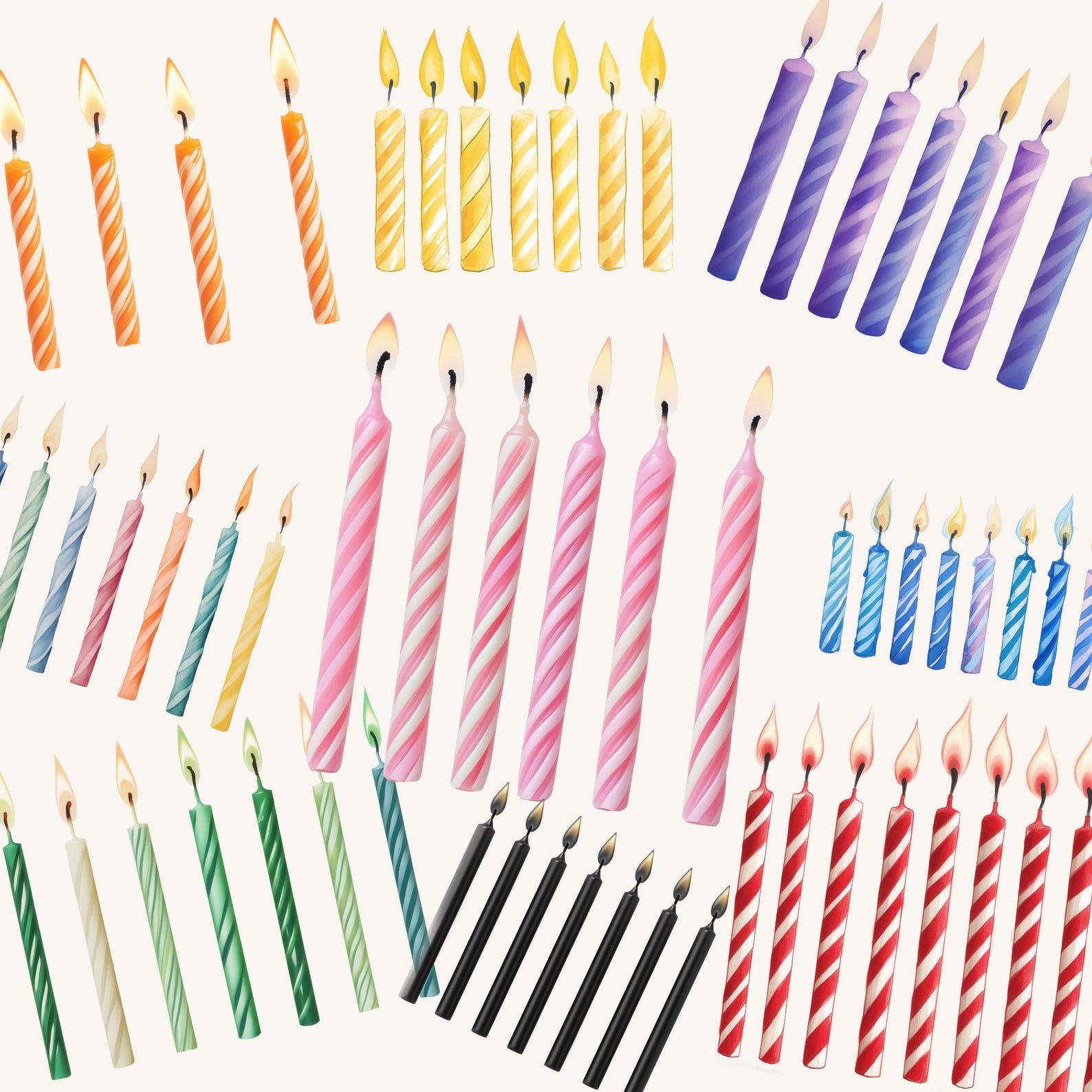 Birthday Candle Clipart PNG, Watercolor Rainbow Candles, Birthday Party ...