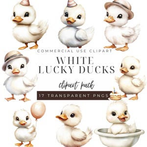 One Lucky Duck Birthday PNG - Cute Duck Clipart for Baby Shower - Digital Download - Perfect for Invitations - Instant Download