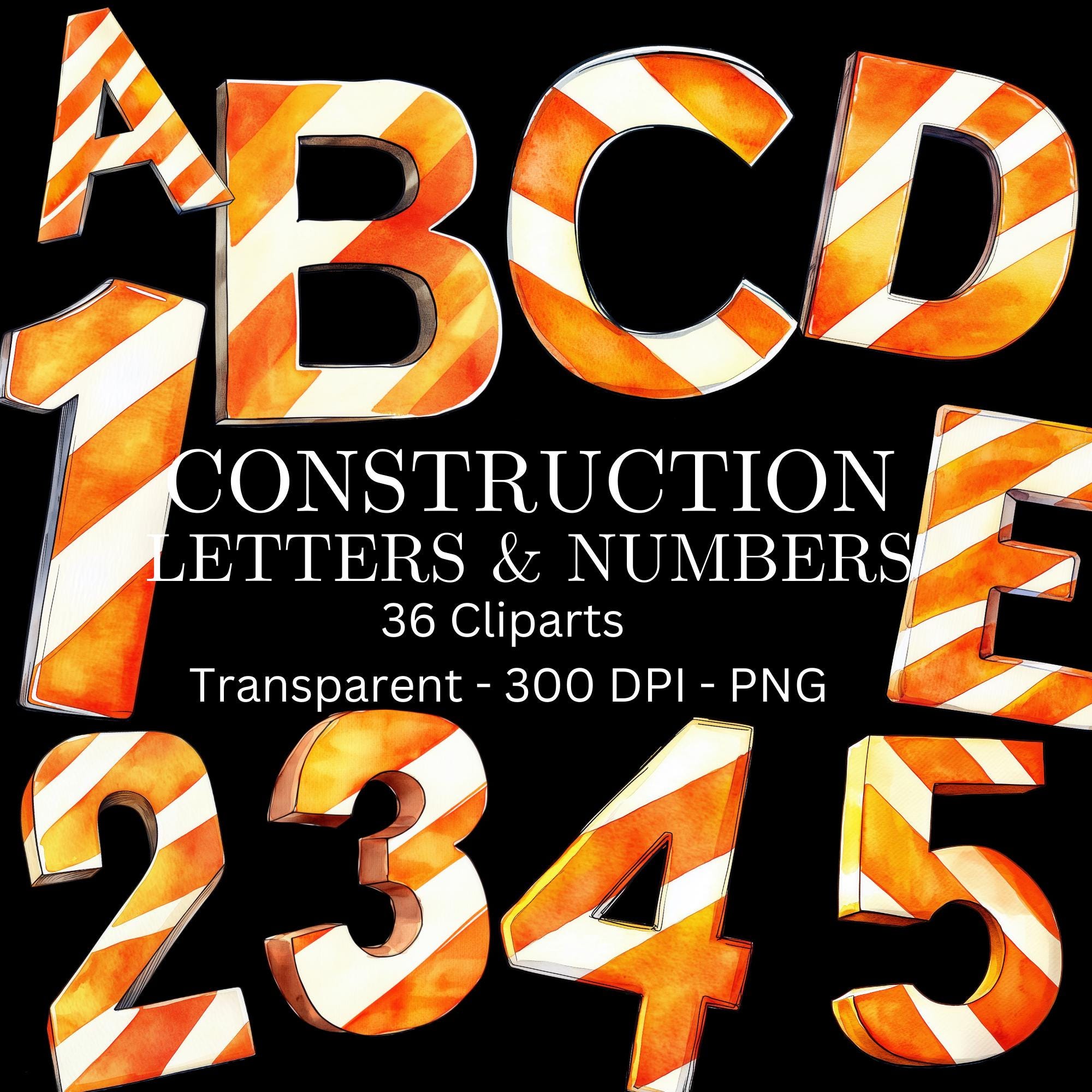 Construction Alphabet Clipart PNG, Construction Letters and Numbers ...