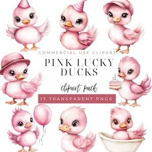 One Lucky Duck Birthday PNG - Cute Duck Clipart for Baby Shower - Digital Download - Perfect for Invitations - Instant Download
