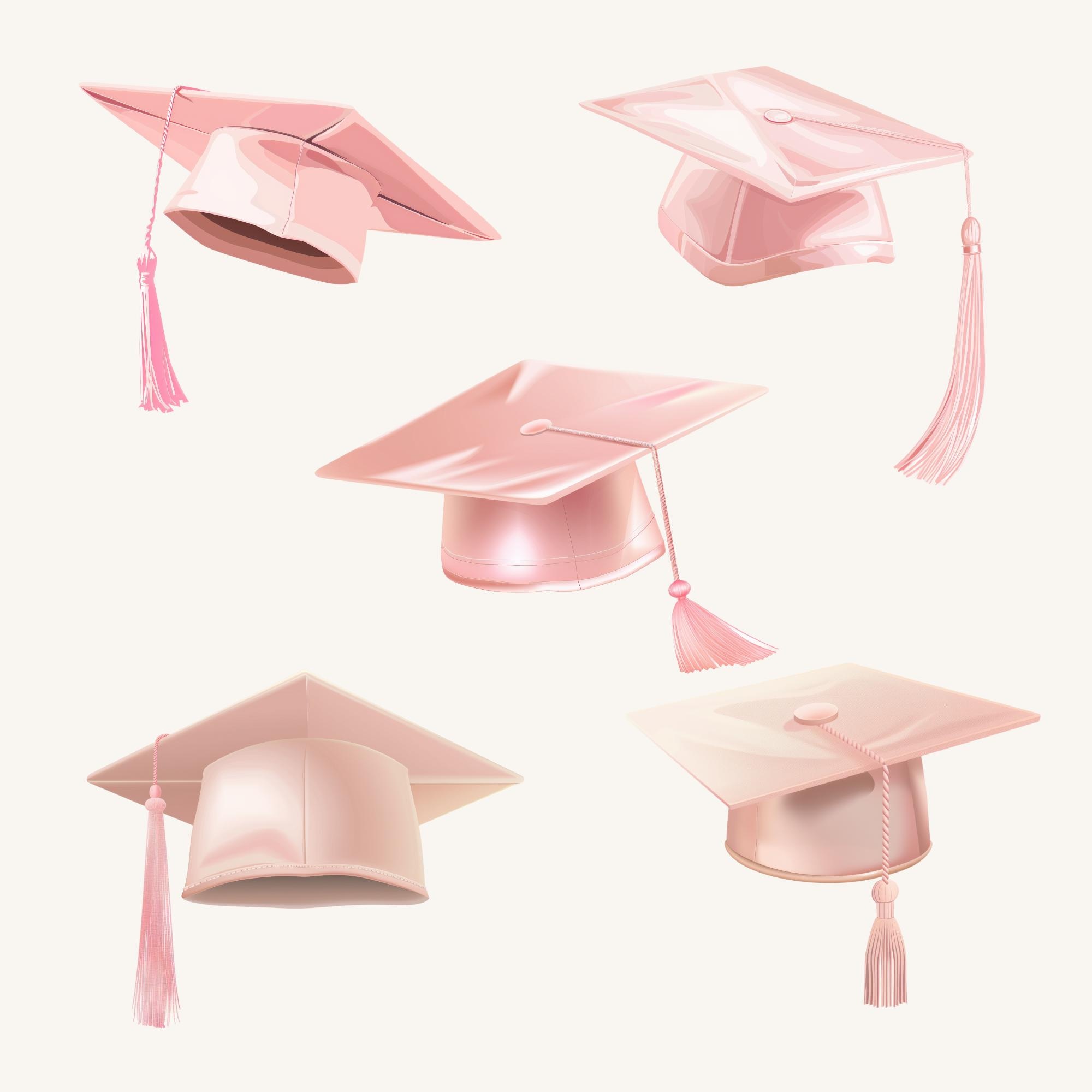 Pink Graduation Cap Clipart, Digital Download for Graduation Party ...