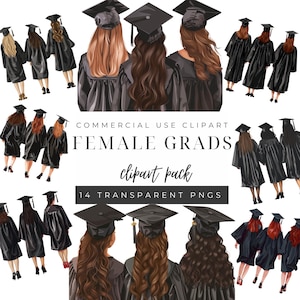 Imágenes prediseñadas de graduada, birrete de graduación, ilustraciones de diploma, descarga digital para la generación de 2025