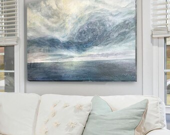 Acrylic Painting Abstract Ocean Art Textured Seascape Large Modern Wall Art