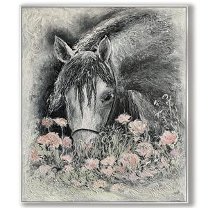 Horse Wall Art Abstract Horse Painting Equestrian Decor Rustic Horse Canvas Horse Artwork