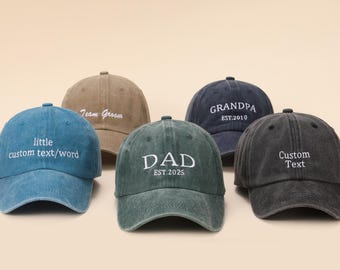 Personalized Dad Embroidered Hat, Vintage Baseball Cap for Dad, Custom Grandpa Hat with Est Year, Fathers Day Gift, Unisex Baseball Hat.