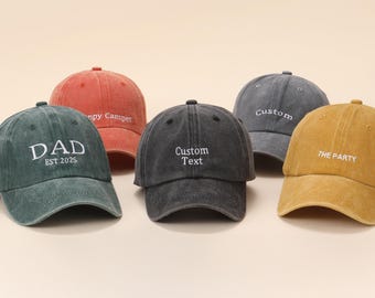 Personalized Embroidered Dad Hat, Custom Text Logo Cap