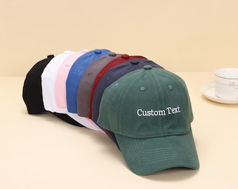 Personalized Embroidered Dad Hat, Custom Text Cotton Cap