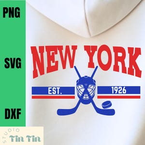 Pliki SVG PNG DXF New York Hockey dla Cricut i Silhouette, plik do cięcia winylu, do prasowania, projekt naklejki