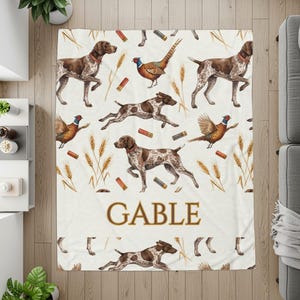 Personalized Dog and Pheasant Hunting Blanket, Cozy Pet Throw with Custom Name, Ideal Gift for Dog Lovers, Home Decor Blanket