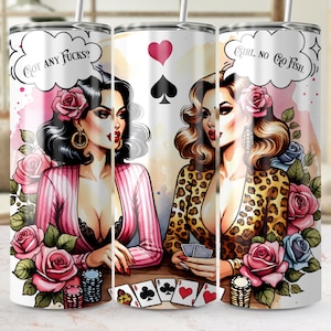 Poker Girls Tumbler Design, Funny Quote Digital Download, Casino Ladies Png, Cards Game Sublimation for Tumbler, Unique Digital Art