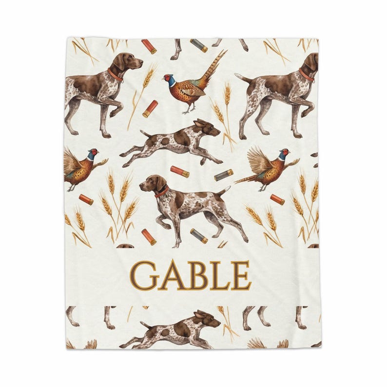 Personalized dog blanket, Hunting dog lover gift, Custom name pet blanket, Dog breed throw blanket, Unique dog owner present