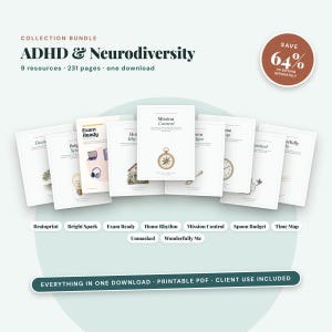 Paquete de cuadernos de trabajo sobre TDAH, planificador para adultos con TDAH, hojas de trabajo sobre funciones ejecutivas, autismo, desenmascaramiento, teoría de la cuchara, gestión del tiempo.