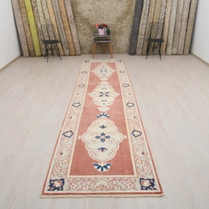Runner Rug, Wool Runner Rug, Handmade Rug, Oushak Runner Rug, Vintage Runner Rug, Entryway Rug, Kitchen Rug, Turkish Runner Rug, Rugs, 3126