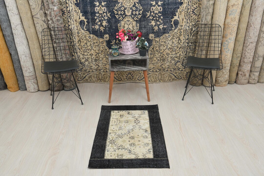 Handmade Wool Turkish Rug, Vintage Oushak Doormat (2.1x3.3 Ft), LK
