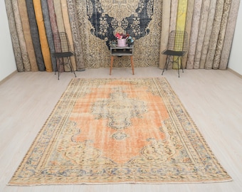 Oushak Rug, Vintage Rug, 6x9 Rug, Handmade Rug, Living Room Rug, 6x9 Oushak Rug, Turkish Area Rug, Turkish Rug, Oushak Area Rug, Rug, S-535