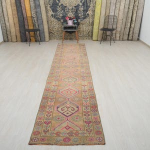 Runner Rug, Vintage Runner Rug, Turkish Runner Rug, Handmade Rug, Wool Runner Rug, Anatolian Rug, Neutral Rug,Hallway Rug,Custom Rug, B-3208