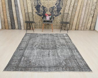 Vintage Rug, Large Rug, Handmade Rug, Turkish Rug, Oushak Rug, Turkish Area Rug, Neutral Rug, Boho Rug, Soft Rug, 6x9 Rug, S-3049