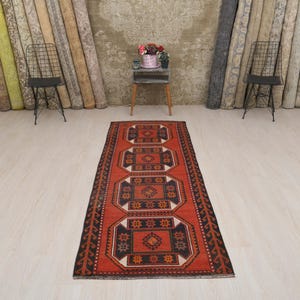 Turkish Runner, Handmade Runner Rug, Kitchen Rug, 3x8 Vintage Rug, Wool Runner Rug, Nuetral Runner Rug, Soft Runner Rug, Runner Rug, B-3001