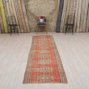 3x11 Runner Rug, Oushak Runner Rug, 3x11 Rugs, Turkish Runner Rug, 3x11 Handmade Rug, Vintage Runner Rug, 3x11 Oushak Rug, Soft Rug, B-3006