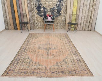 Vintage Rug, Large Rug, Handmade Rug, Christmas Gift Rug, Turkish Rug, Oushak Rug, Turkish Area Rug, Neutral Rug, Boho Rug, Soft Rug, S-624